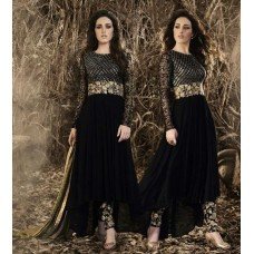 3045 BLACK NAKKASHI EMPRESS GEORGETTE HEAVY EMBROIDERED DRESS